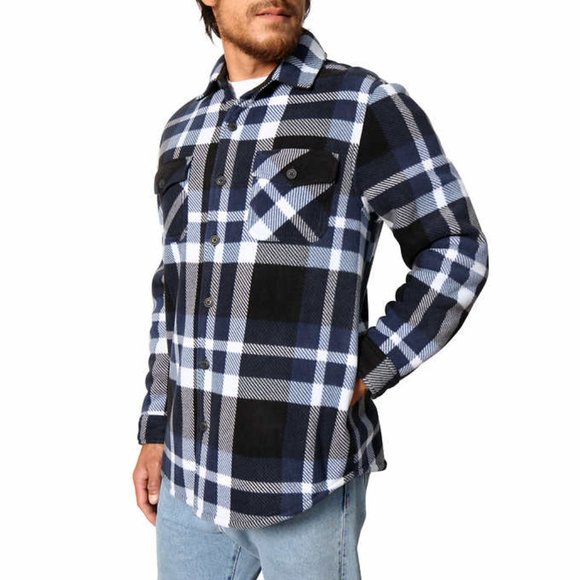 Blue/Black NWT Freedom Foundry Men’s Super Plush Shirt Jacket - Picture 3 of 7